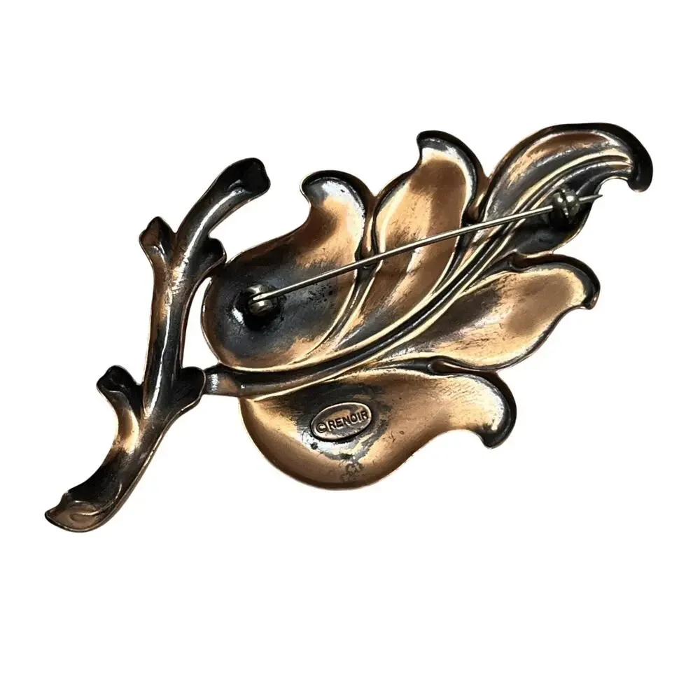 Renoir Copper Leaf Brooch – Signed Mid Century Modernist Bold Vintage Lapel Pin